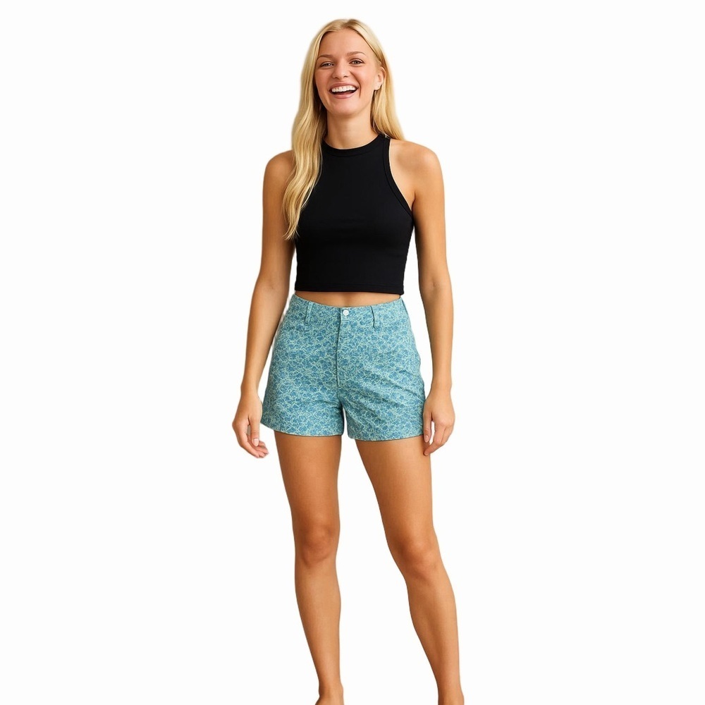 Vineyard Vines Blue Green Geometric Cotton Shorts Size 4